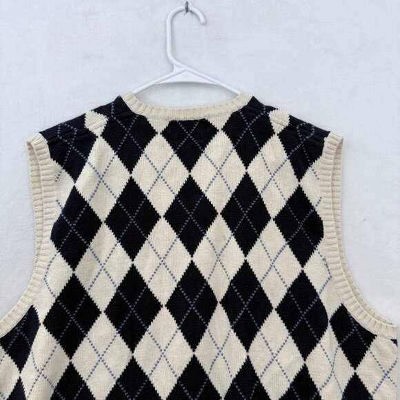 Polo Ralph Lauren Sweater Mens XL Cream Argyle Diamond V Neck Pullover Knit - Picture 7 of 8